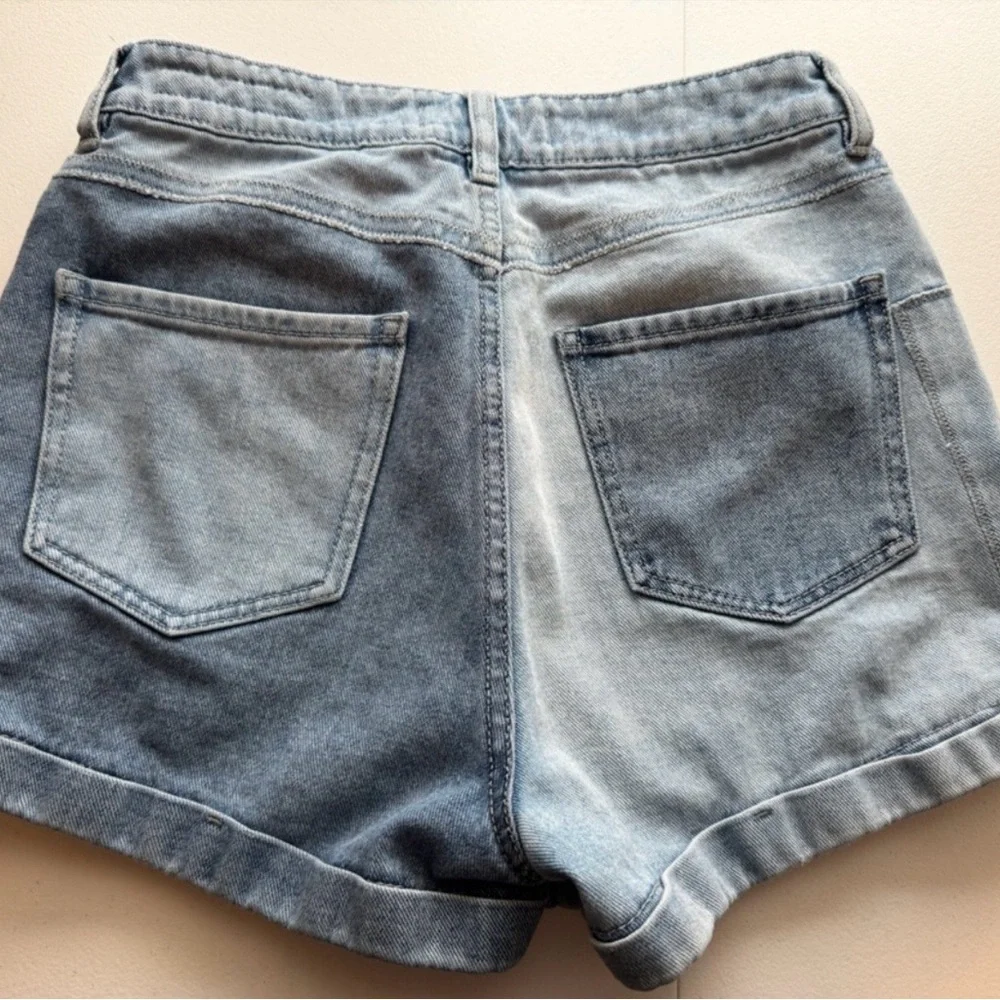 Bullhead Patchwork Denim Juniors 9 Two Tone Mom Shorts Festival Boho
